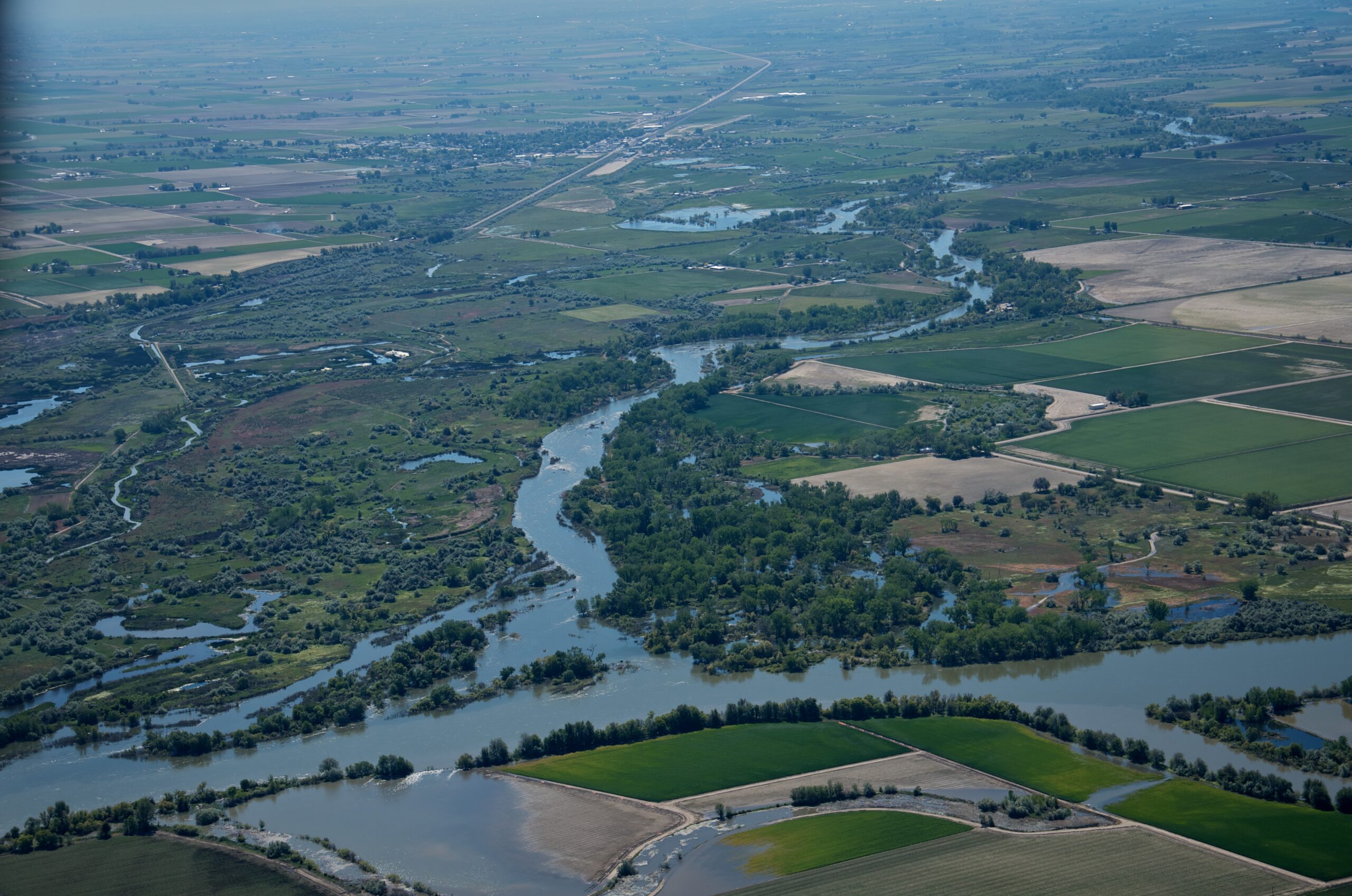 aerial photo river confluence